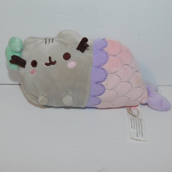 Gund Pusheen Cat Mermaid with Green Spiral Shell 7" Plush Stuffed - Picture 2 of 5